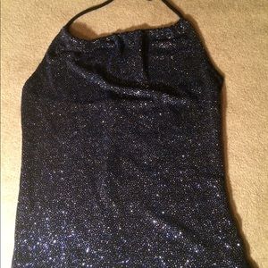 Navy blue bling halter top